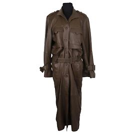 Gestuz Khaki leather trench coat Khaki