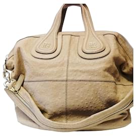 Givenchy Nightingale Medium Ostrich Leather Handbag Beige