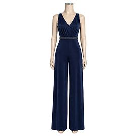 Jenny Packham dunkelblauer Jumpsuit mit verziertem Gürtel Dunkelblau