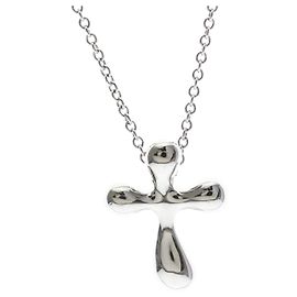 Tiffany & Co Tiffany Cross Halskette aus Platin Silber