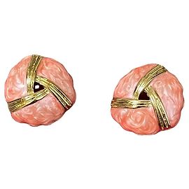 Autre Marque Brincos de resina efeito coral e tom dourado Rosa Dourado