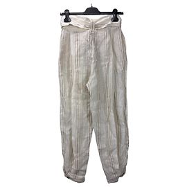 Loro Piana Pantaloni in lino a righe Marrone Beige