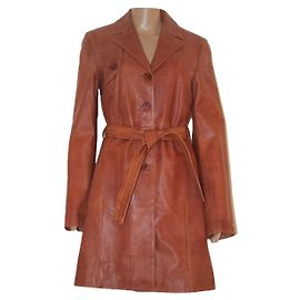 Tommy Hilfiger Brown Leather Belted Jacket Brown
