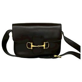 Céline Bolsa de ombro Celine Vintage Horsebit Logo em couro de bezerro Marrom