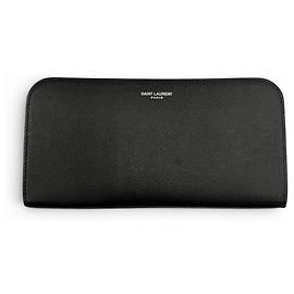 Saint Laurent Black Leather Long Wallet Black