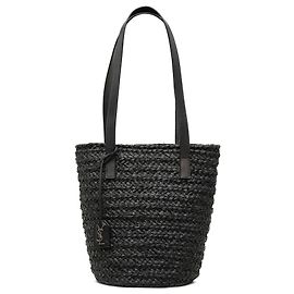 Bolso Tote Saint Laurent Black Small Raffia Panier Negro