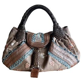 Fendi Spy Handtasche Braun Beige Andere Metallisch
