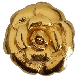 Chanel Broche Camélia Dorée Doré