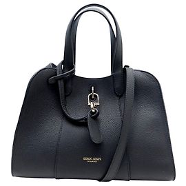 Ganni NOVA BOLSA TOTE PEQUENA DE COURO GRAIN ARMANI ALÇA PRETA Preto