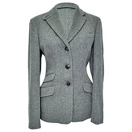 Lauren Ralph Lauren Herringbone Blazer aus grauer Wolle Grau