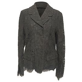 Dolce & Gabbana Spitzenblazer aus schwarzer Baumwolle Schwarz