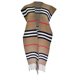 Cachecol Burberry Icon Stripe Pattern em lã merino bege Bege