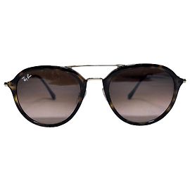 Ray-Ban Ray Ban RB4253 Double Bridge Aviator Sunglasses in Brown Acetate Brown Red