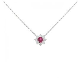Harry Winston Sunflower Mini Platin-Halskette Silber