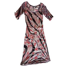 Emilio Pucci Maxikleid mit buntem Print Braun Schwarz Pink Weiß Grau Lila