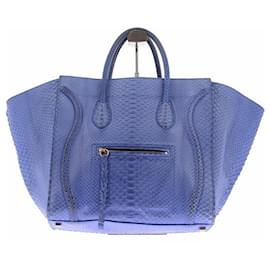 Céline "Luggage" Handtasche aus blauem Pythonleder Blau