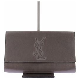 Saint Laurent Pochette "Belle De Jour" kaki en cuir Kaki