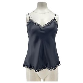 Vannina Vesperini Top de seda e renda preto Preto