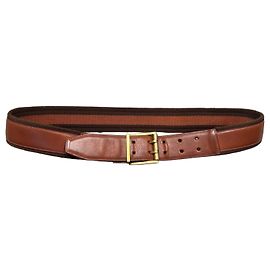Cinto Gucci reversível em couro e lona listrada Marrom Laranja