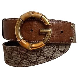 Cintura Gucci GG Supreme e Bambù Marrone Monogramma