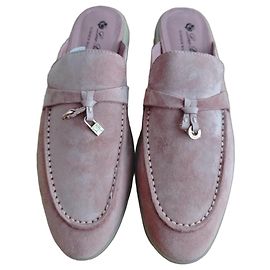 Loro Piana Summer Walk Mules Daim Rose Taille 39 Rose
