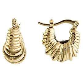 Autre Marque Boucles d'oreilles créoles nervurées plaquées or Doré