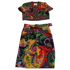 Tailleur jupe en laine Moschino Couture Noir Rose Rouge Bleu Multicolore Vert Jaune