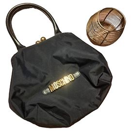 Moschino Vintage Black Nylon Top Handle Bag Black