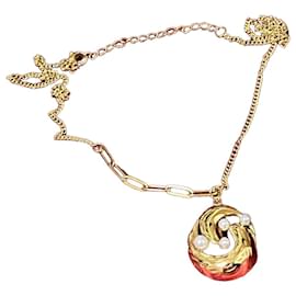 Autre Marque Colar dourado com pérolas e pingente Dourado