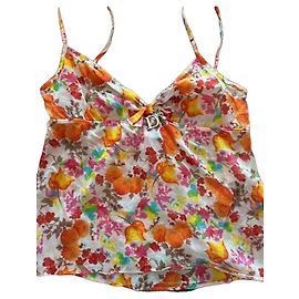 Christian Dior Top de tirantes Estampado Mariposa Blanco Multicolor