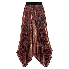 Alice + Olivia Gonna maxi plissettata leopardata Fall 2018 Rosso Stampa leopardo