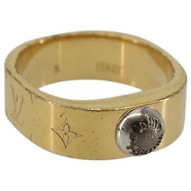Anello LOUIS VUITTON Berg Nanogram in metallo Oro M00210 LV Auth 182944A D'oro