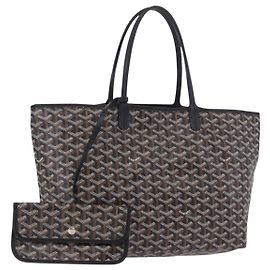 GOYARD Saint Louis PM Tote Bag Coated Canvas Black Silver Auth 180875 Black Silvery