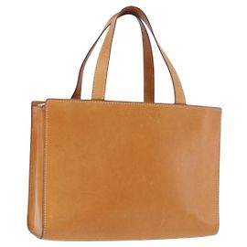 Céline Bolsa CELINE de couro marrom prata Auth 183890 Marrom Prata