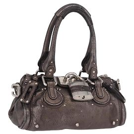 Chloé Chloe Paddington Mini Handtasche aus Leder Silber Metallic grau Auth 183406A Silber Metallisch