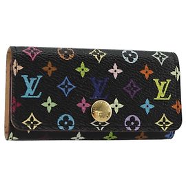 LOUIS VUITTON Monogram Multicolor Multicles 4 Key Case Black M93732 Auth 182702 Black