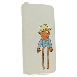 LOUIS VUITTON Taurillon Zippy Wallet Vertical LV Friend M80337 LV Auth 182719M White