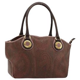 Bolsa ETRO em PVC e couro marrom dourado Auth 183273A Marrom Dourado