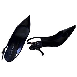 Roberto Cavalli Black Patent Leather Slingback Pumps Black