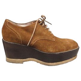 Dries Van Noten Brown Suede Platform Derbies Brown