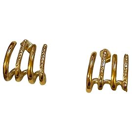 Autre Marque Boucles d'oreilles multi-bandes dorées et cristaux Doré