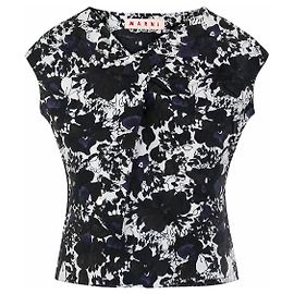Marni Spring 2006 Floral Print Cotton Top Black White