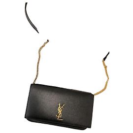 Saint Laurent Monogram Cassandra Wallet on Chain in Black Leather Black