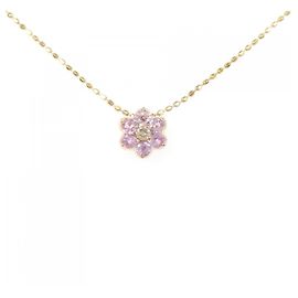 Autre Marque Au750 Flower Saphir-Diamant-Halskette Pink