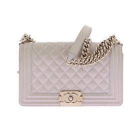 Chanel Bolsa "Boy" em couro bege Bege