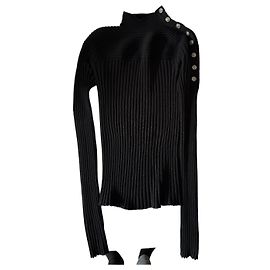 Chanel schwarzer Kaschmir-Rollkragenpullover mit Knöpfen Schwarz