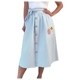 Saia Midi Twisty Parallel Universe Branco Azul claro