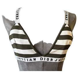 Christian Dior J'Adior Bralette a rayas Blanco Verde oscuro