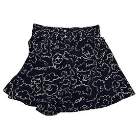 Chanel Silk Printed Culotte Skirt Black Beige