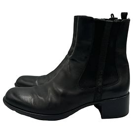 Prada Black Leather Chelsea Boots Black